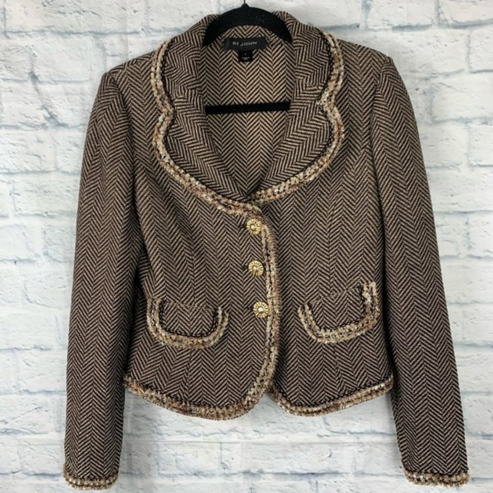 St John Gold/Black Fringe blazer